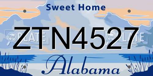 ZTN4527 Alabama License Plate