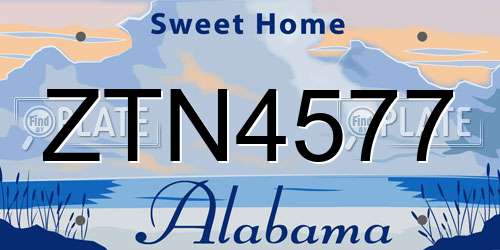 ZTN4577 Alabama License Plate