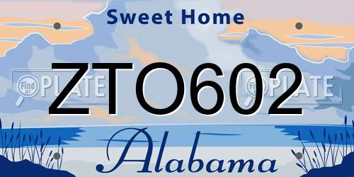 ZTO602 Alabama License Plate