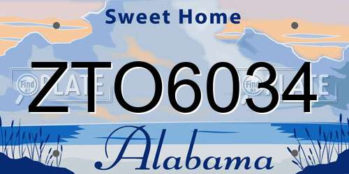 ZTO6034 Alabama License Plate