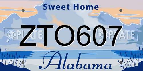 ZTO607 Alabama License Plate