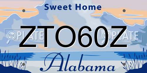 ZTO60Z Alabama License Plate