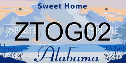 ZTOG02 Alabama License Plate