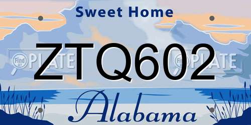 ZTQ602 Alabama License Plate