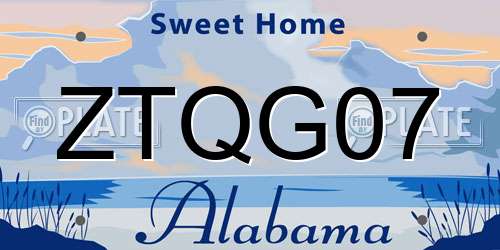 ZTQG07 Alabama License Plate