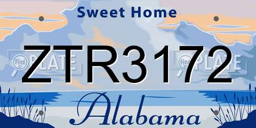 ZTR3172 Alabama License Plate