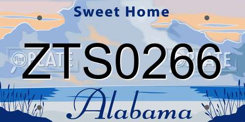ZTS0266 Alabama License Plate