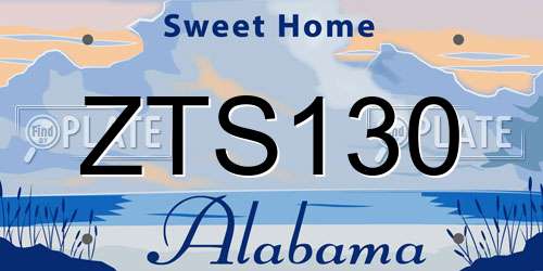 ZTS130 Alabama License Plate