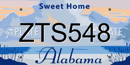 ZTS548 Alabama License Plate