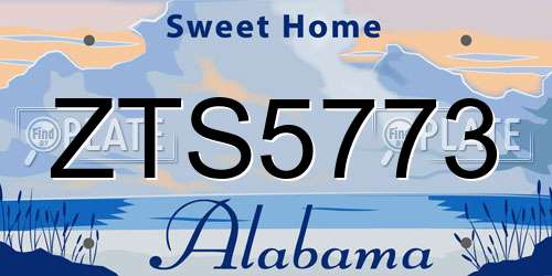 ZTS5773 Alabama License Plate
