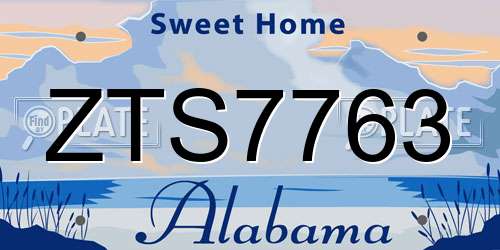 ZTS7763 Alabama License Plate