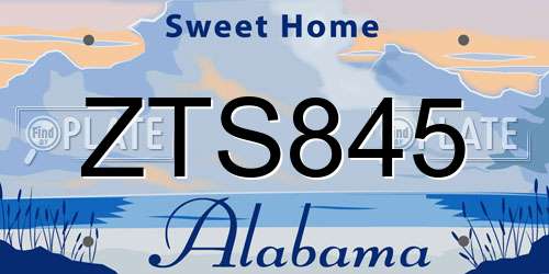 ZTS845 Alabama License Plate