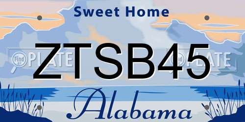 ZTSB45 Alabama License Plate
