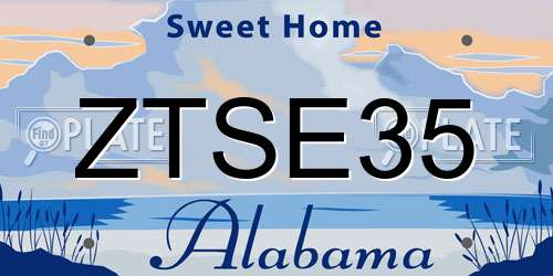 ZTSE35 Alabama License Plate