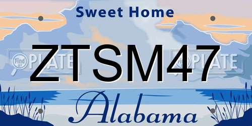 ZTSM47 Alabama License Plate