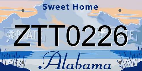 ZTT0226 Alabama License Plate