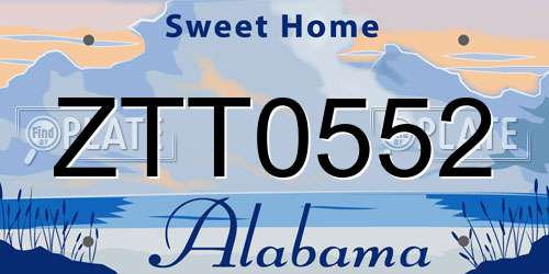 ZTT0552 Alabama License Plate