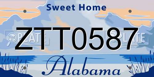 ZTT0587 Alabama License Plate