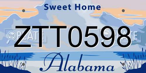 ZTT0598 Alabama License Plate