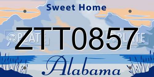 ZTT0857 Alabama License Plate