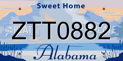 ZTT0882 Alabama License Plate