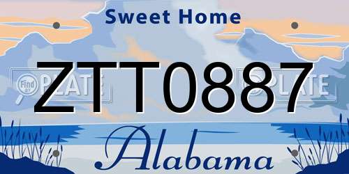 ZTT0887 Alabama License Plate