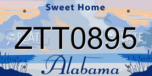 ZTT0895 Alabama License Plate