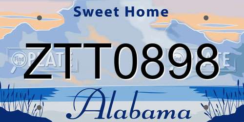 ZTT0898 Alabama License Plate