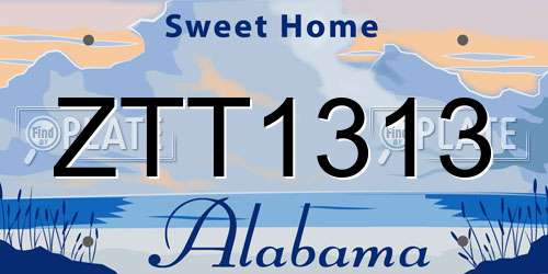 ZTT1313 Alabama License Plate