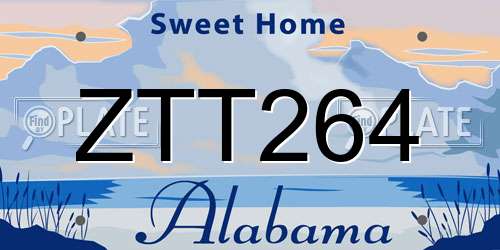 ZTT264 Alabama License Plate