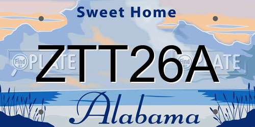ZTT26A Alabama License Plate