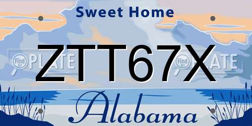 ZTT67X Alabama License Plate