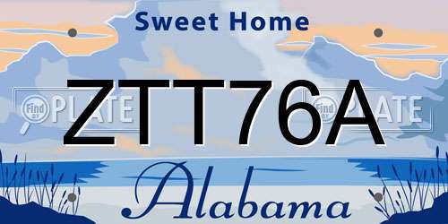 ZTT76A Alabama License Plate