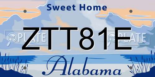 ZTT81E Alabama License Plate