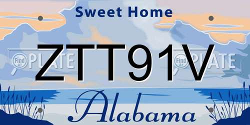 ZTT91V Alabama License Plate