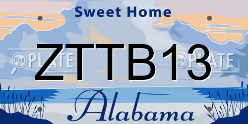 ZTTB13 Alabama License Plate