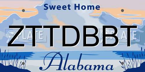 ZTTDBBT Alabama License Plate