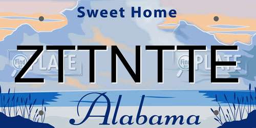 ZTTNTTE Alabama License Plate
