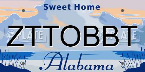 ZTTOBBT Alabama License Plate