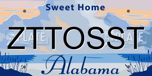 ZTTOSST Alabama License Plate