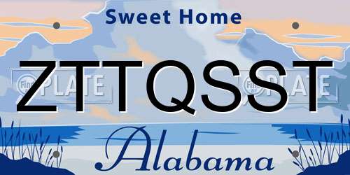 ZTTQSST Alabama License Plate