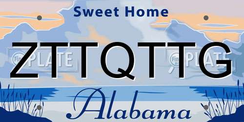 ZTTQTTG Alabama License Plate