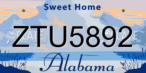 ZTU5892 Alabama License Plate