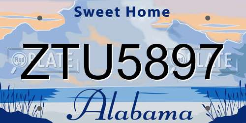 ZTU5897 Alabama License Plate