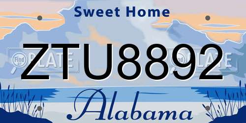 ZTU8892 Alabama License Plate