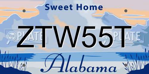 ZTW55T Alabama License Plate