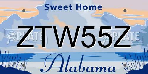 ZTW55Z Alabama License Plate