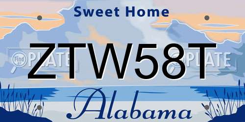 ZTW58T Alabama License Plate
