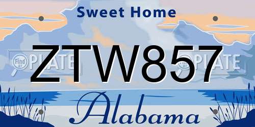 ZTW857 Alabama License Plate