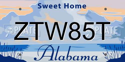ZTW85T Alabama License Plate